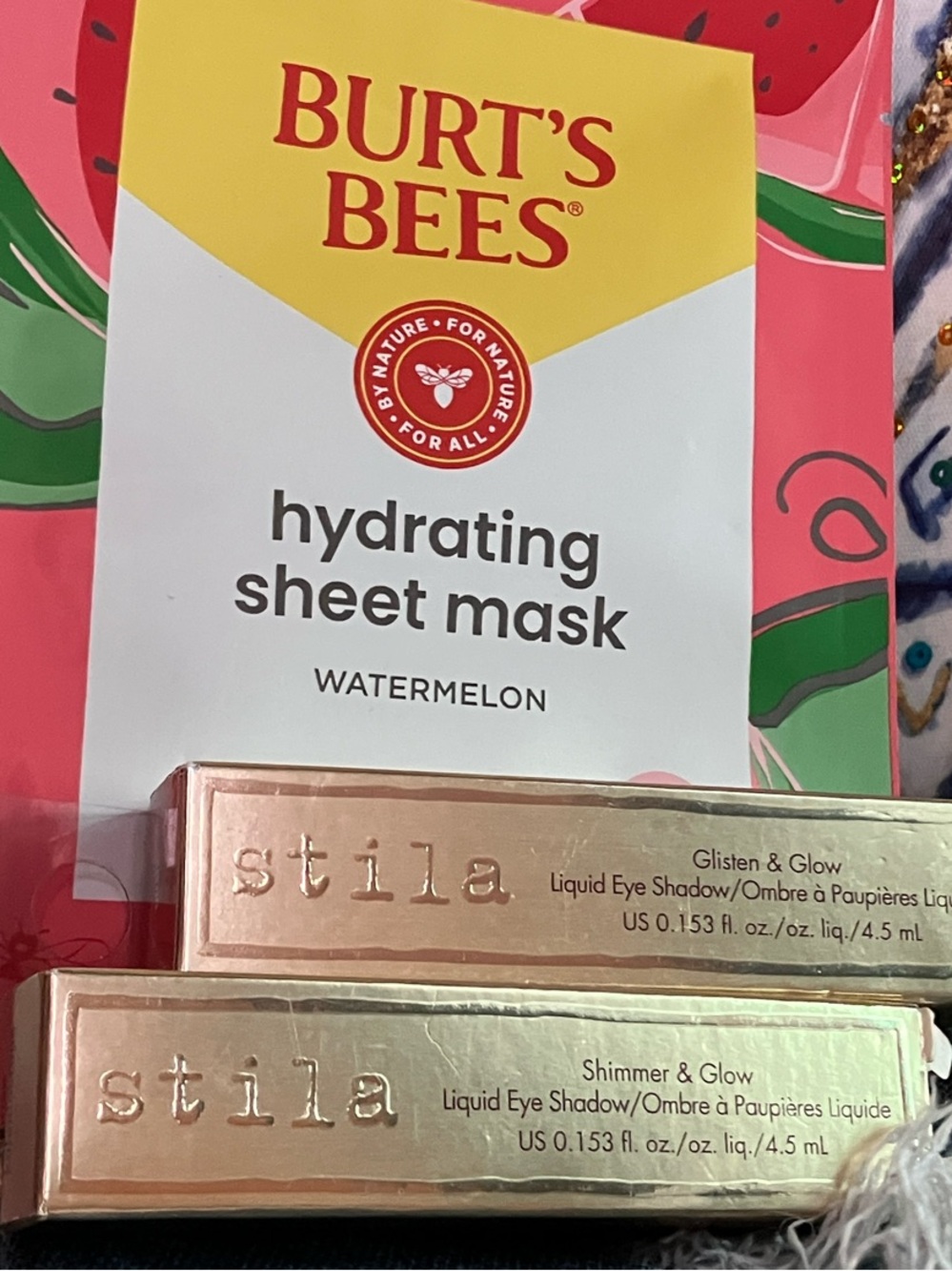 STILA-Shimmer&Glow/ Glisten&Glow Liquid Eyeshadow Duo+ FREE Earrings& Burts Mask